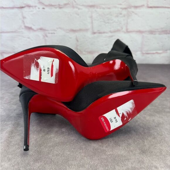 Christian Louboutin Crepe Satin Raissa 100 Ankle Strap Pumps 40 Black - Picture 7 of 9